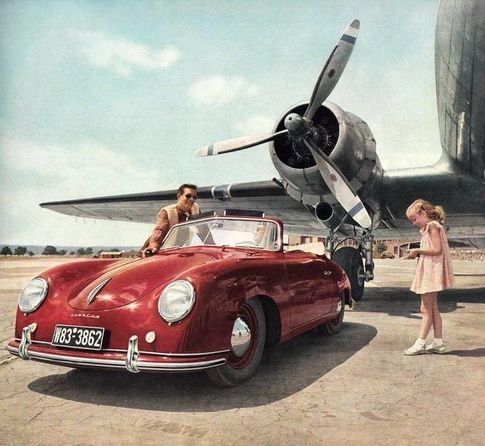 Porsche 356 cabriolet and DC3
