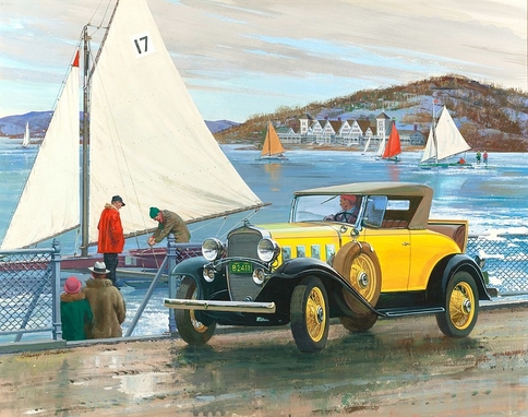 Gone ice sailing in a Chevrolet Roadster