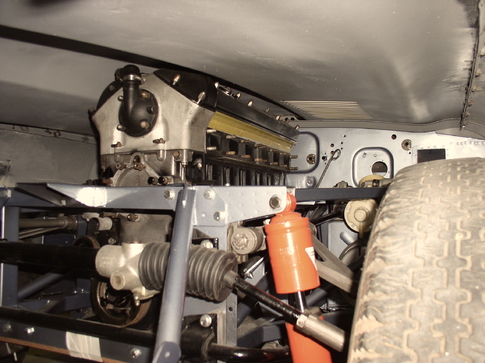 Jaguar E-type under bonnet engine shot