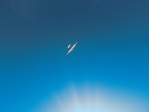 Pilot Tommy soaring sunny skies