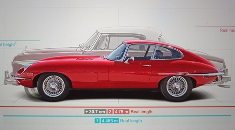 Comparing Jaguar E-type size and silhouette