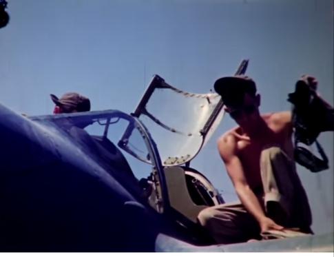 P38 Lightning preparing for a mission in the Pacific