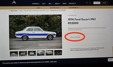 Ford Escort MK1 RS2000 sold for 108.000£