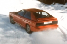 red Audi Ur-Quattro on snow