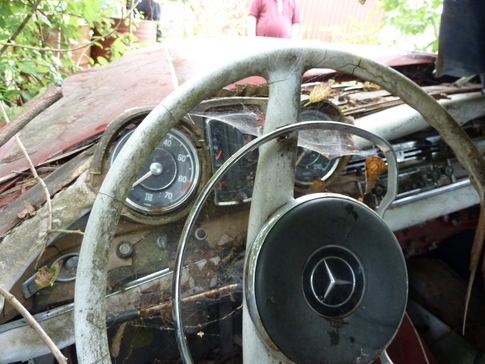 Interior of crashed W111 coupe